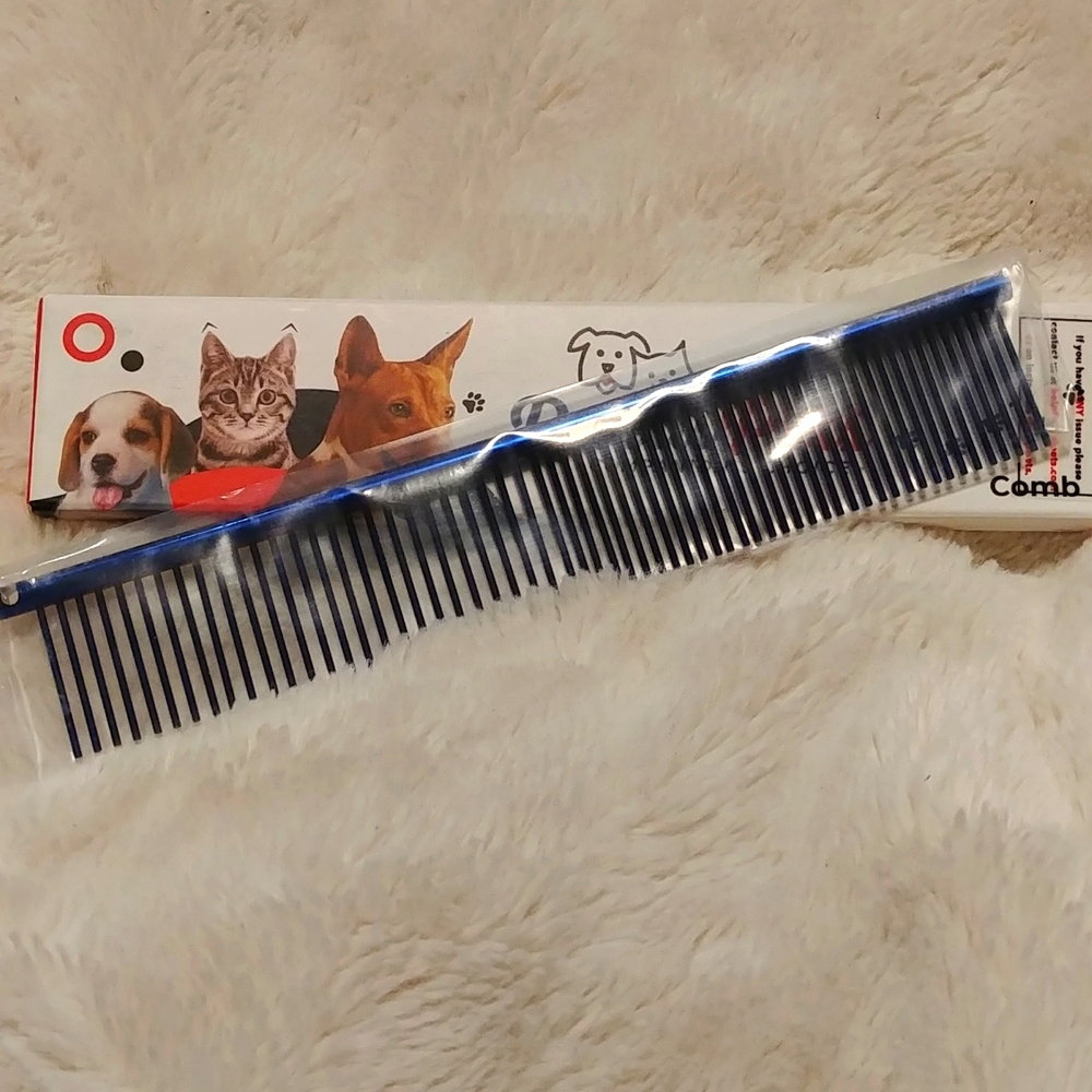🎉2/$16 NEW Dog De-Shedding Combing Tool Blue Iridescent Metal